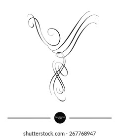  Calligraphic letter. Abstract font. Design elements can be used for invitation, congratulation. Digital illustration