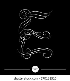  Calligraphic letter. Abstract font. Design elements can be used for invitation, congratulation. Digital illustration