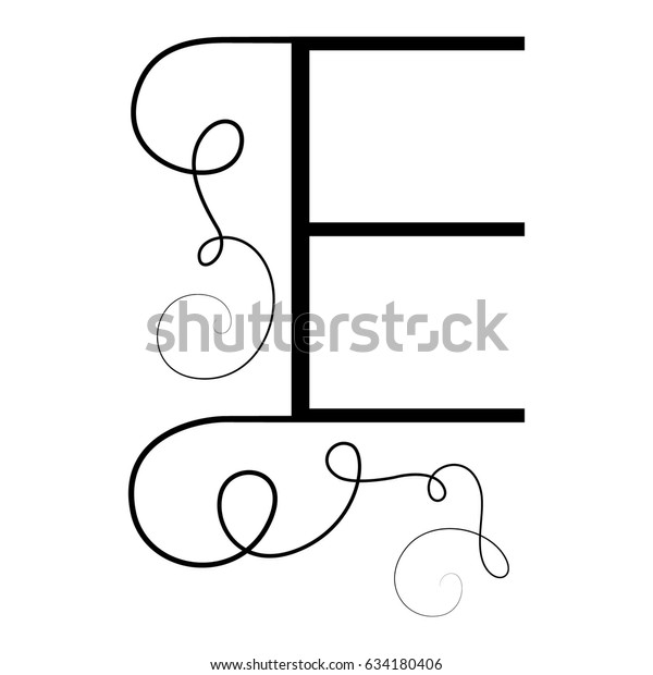 Calligraphic Letter E Flourishes Decorative Whorls Stock Vector Royalty Free