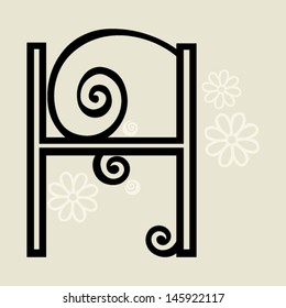 calligraphic letter H