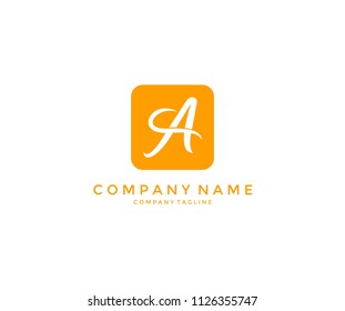 Calligraphic Letter A Isolated Yellow Shape Logo