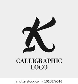 Calligraphic letter K. Vector logo template