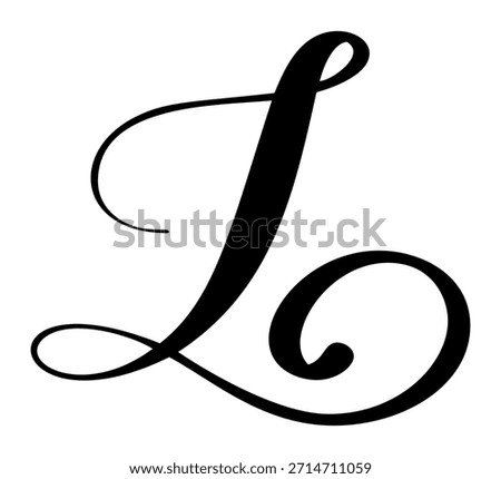 Calligraphic letter L hand drawn vector a clean white background. Perfect for wedding invitations, monograms, and branding