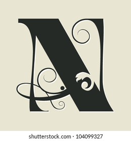 calligraphic letter N