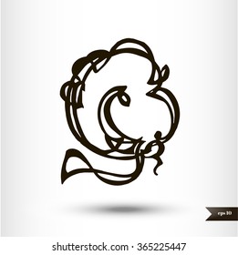 Calligraphic letter Q