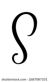 Calligraphic letter S hand drawn vector a clean white background. Perfect for wedding invitations, monograms, and branding