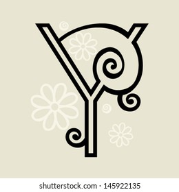 calligraphic letter Y