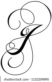 Calligraphic line art letter J