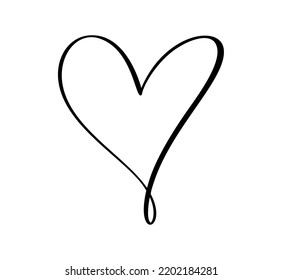 Signo del logo del corazón de amor caligráfico. Símbolo vectorial de ilustración romántica unirse, pasión y boda. Diseño de caligrafía elemento plano del día de San Valentín. Plantilla para camiseta, tarjeta, invitación.