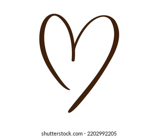 Signo del logo del corazón de amor caligráfico. Símbolo vectorial de ilustración romántica unirse, pasión y boda. Diseño de caligrafía elemento plano del día de San Valentín. Plantilla para camiseta, tarjeta, invitación.