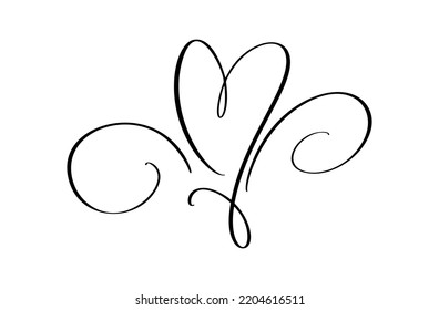 Signo del logo del corazón de amor caligráfico. Símbolo vectorial de ilustración romántica unirse, pasión y boda. Diseño de caligrafía elemento plano del día de San Valentín. Plantilla para camiseta, tarjeta, invitación.