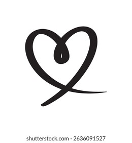 Calligraphic love heart sign. Vector Romantic illustration symbol join, passion and wedding. Calligraphy Design vector.