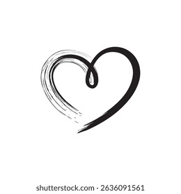 Calligraphic love heart sign. Vector Romantic illustration symbol join, passion and wedding. Calligraphy Design vector.
