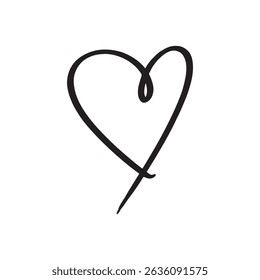 Calligraphic love heart sign. Vector Romantic illustration symbol join, passion and wedding. Calligraphy Design vector.
