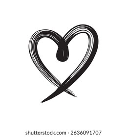 Calligraphic love heart sign. Vector Romantic illustration symbol join, passion and wedding. Calligraphy Design vector.