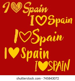 Calligraphic I love Spain  (Yo amo España) vector text. I love Spain vintage. I heart Spain