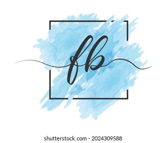 calligraphic lowercase letters F and B are written in a solid line on a colored background in a frame. Simple Style