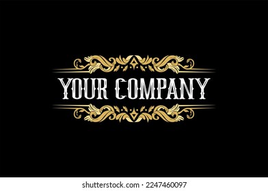 Calligraphic Luxury Boutique Logo Gold Vector