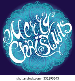 Calligraphic Merry Christmas lettering. Vector illustration.