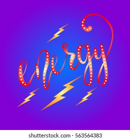 Calligraphic modern vector lettering "Energy"