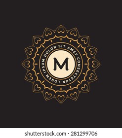 Calligraphic Monogram Design Template - Classic Ornamental Style - Elegant luxury frame logo type - Ideal for restaurant, hotel, cafe and other businesses with classic corporate identity visual