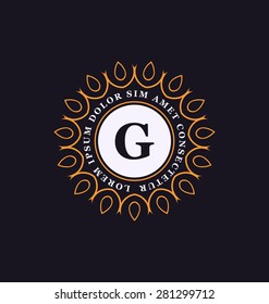 Calligraphic Monogram Design Template - Classic Ornamental Style - Elegant luxury frame logo type - Ideal for restaurant, hotel, cafe and other businesses with classic corporate identity visual