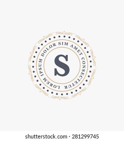 Calligraphic Monogram Design Template - Classic Ornamental Style - Elegant luxury frame logo type - Ideal for restaurant, hotel, cafe and other businesses with classic corporate identity visual