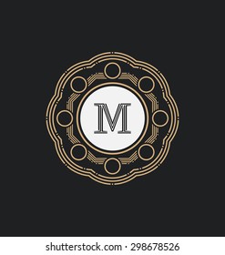 Calligraphic Monogram Design Template - Classic Ornamental Style - Stylized Lines framing a logo type - Ideal for restaurant, hotel, cafe and other businesses with classic corporate identity visual