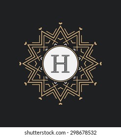 Calligraphic Monogram Design Template - Classic Ornamental Style - Elegant luxury frame logo type - Ideal for restaurant, hotel, cafe and other businesses with classic corporate identity visual