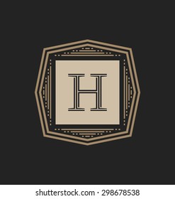 Calligraphic Monogram Design Template - Classic Ornamental Style - Elegant luxury frame logo type - Ideal for restaurant, hotel, cafe and other businesses with classic corporate identity visual