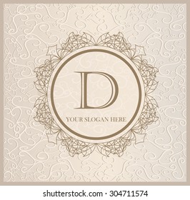 calligraphic monogram emblem template. Luxury elegant frame ornament line logo design vector illustration.