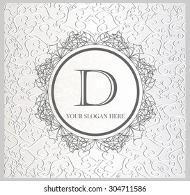 calligraphic monogram emblem template. Luxury elegant frame ornament line logo design vector illustration.