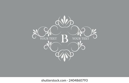 Calligraphic monogram with letter B in the center. Luxury logo for sign, restaurant, boutique, cafe, hotel, heraldry, jewelry, fashion