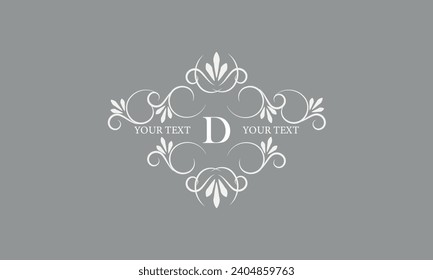 Calligraphic monogram with letter D in the center. Luxury logo for sign, restaurant, boutique, cafe, hotel, heraldry, jewelry, fashion