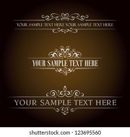 Calligraphic old elements vintage decor, vector