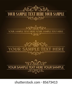 Calligraphic old elements vintage decor, vector