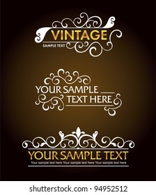 Calligraphic old elements vintage decor, vector