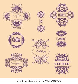 Calligraphic ornament elements and word framing set. 