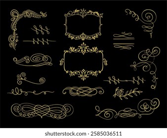 calligraphic ornament set art vintage