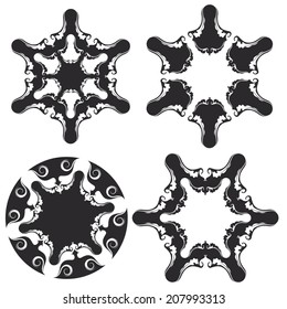Calligraphic ornament set on isolated background