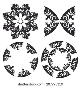 Calligraphic ornament set on isolated background