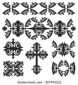 Calligraphic ornament set on isolated background