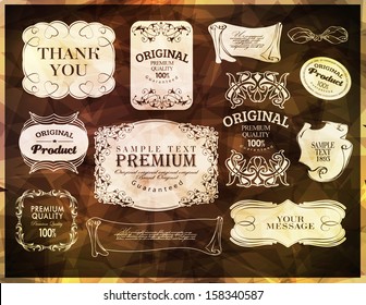 calligraphic, ornamental design elements, page decoration, label premium set