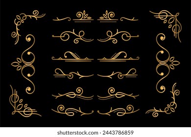 calligraphic ornamental element collection art