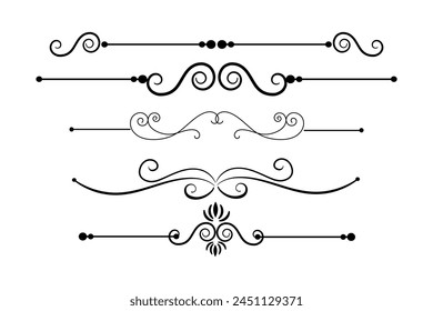 Calligraphic ornamental element collection art dividers border