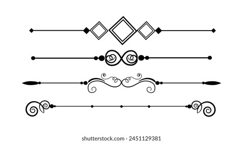 Calligraphic ornamental element collection art dividers border