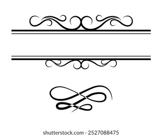 Calligraphic ornamental element collection art