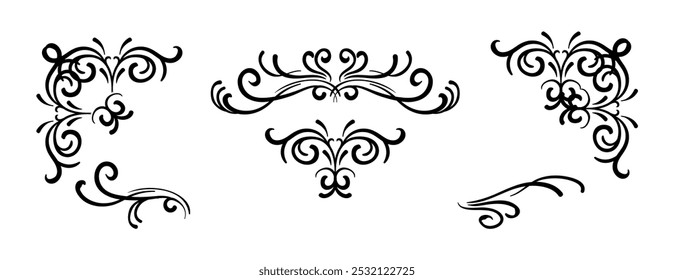 Calligraphic ornamental element collection art	