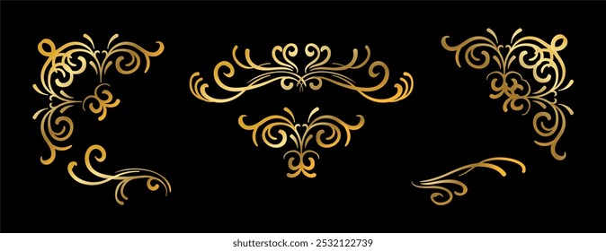 Calligraphic ornamental element collection art	