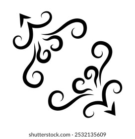 Calligraphic ornamental element collection art	